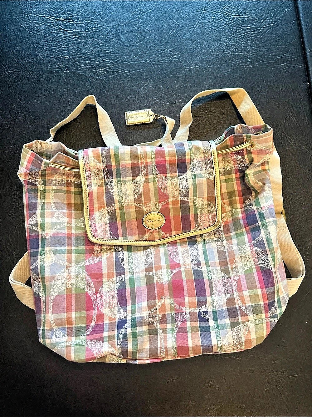 Coach Plaid Backpack in Multicolor
